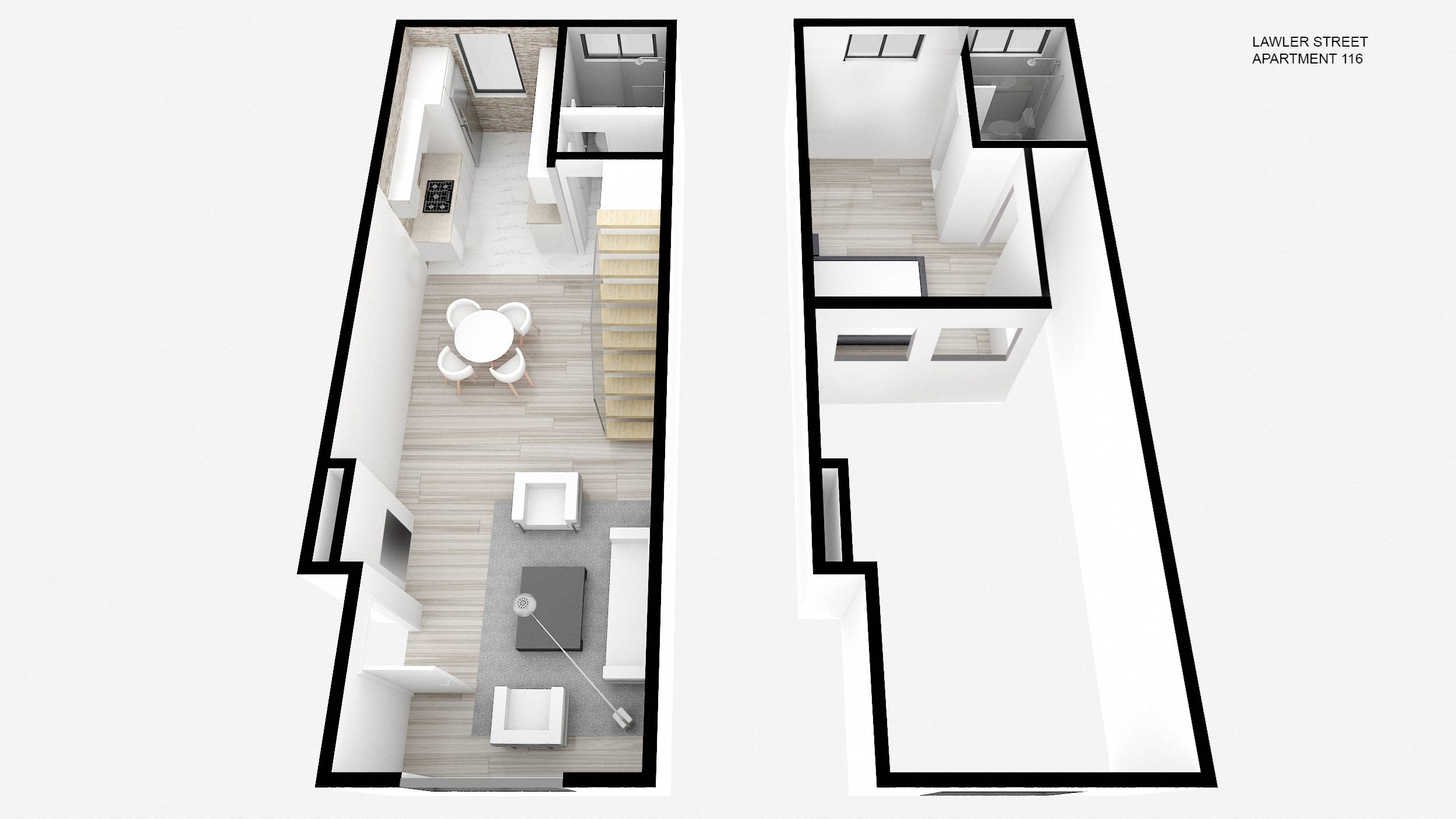 One Bed + 1.5 Bath